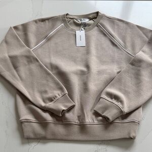 NWT SPANX Pique Crewneck in Taupe, size Small